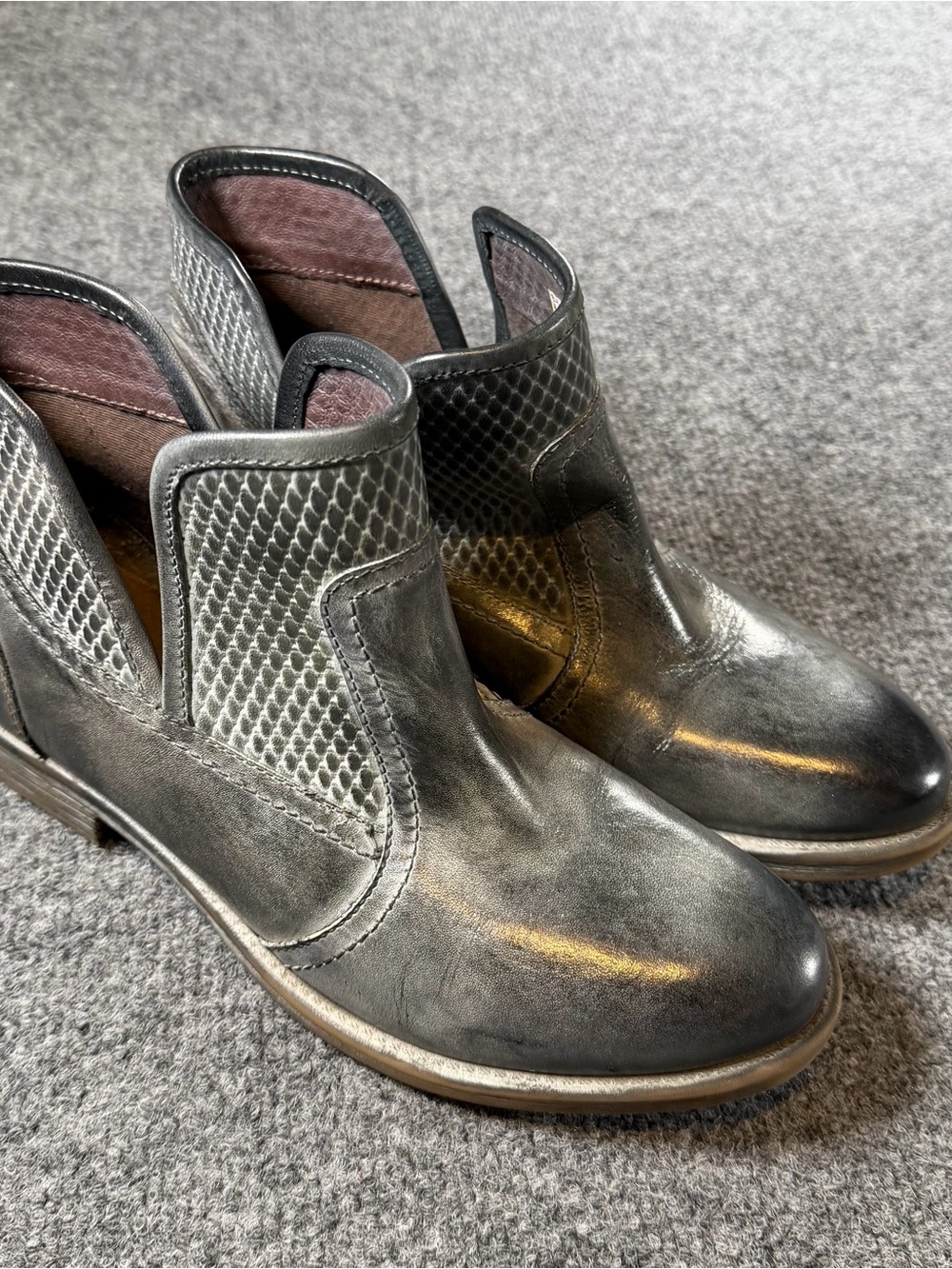 Roan by Bed Stu Gossip Boots Booties Grey Size 9 Leather Boots Woman’s
